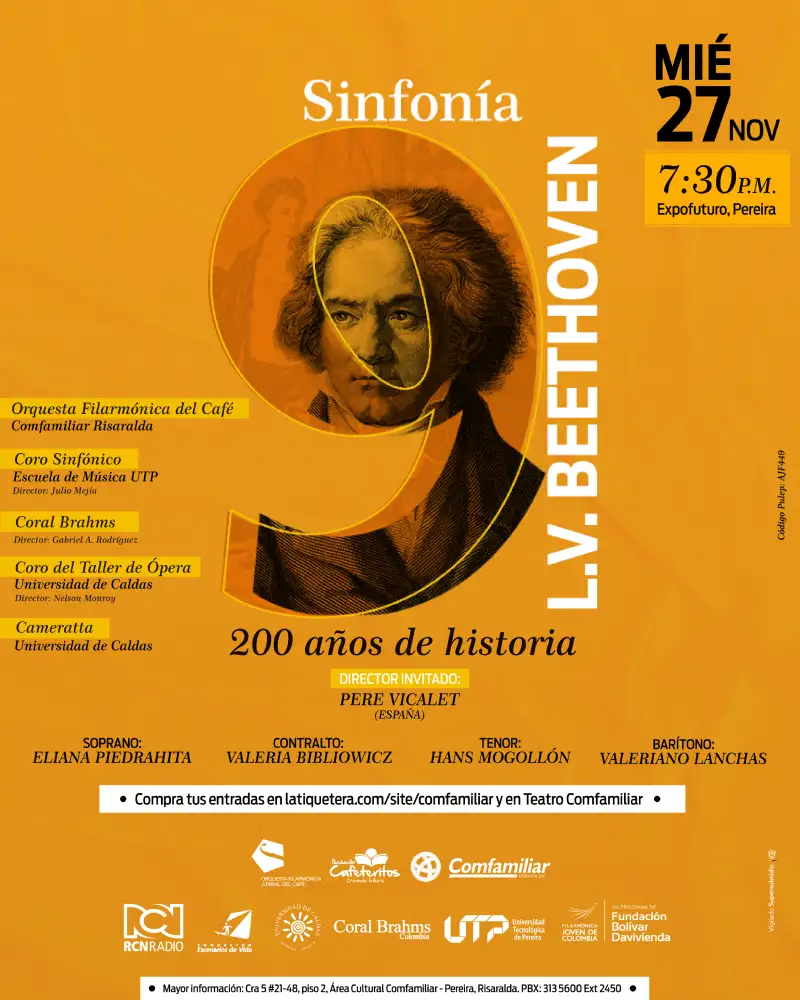 La Novena Sinfonía de Beethoven se interpretará en Pereira con más de 300 artistas en escena.